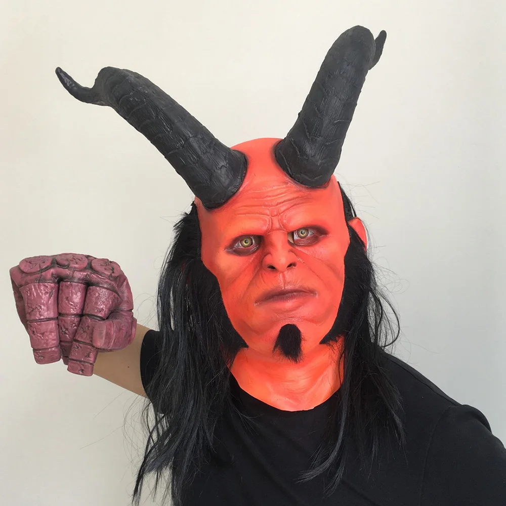 Маска Hellboy: Rise of the кровь Queen косплей Hellboy Call Dark латексные перчатки реквизит для