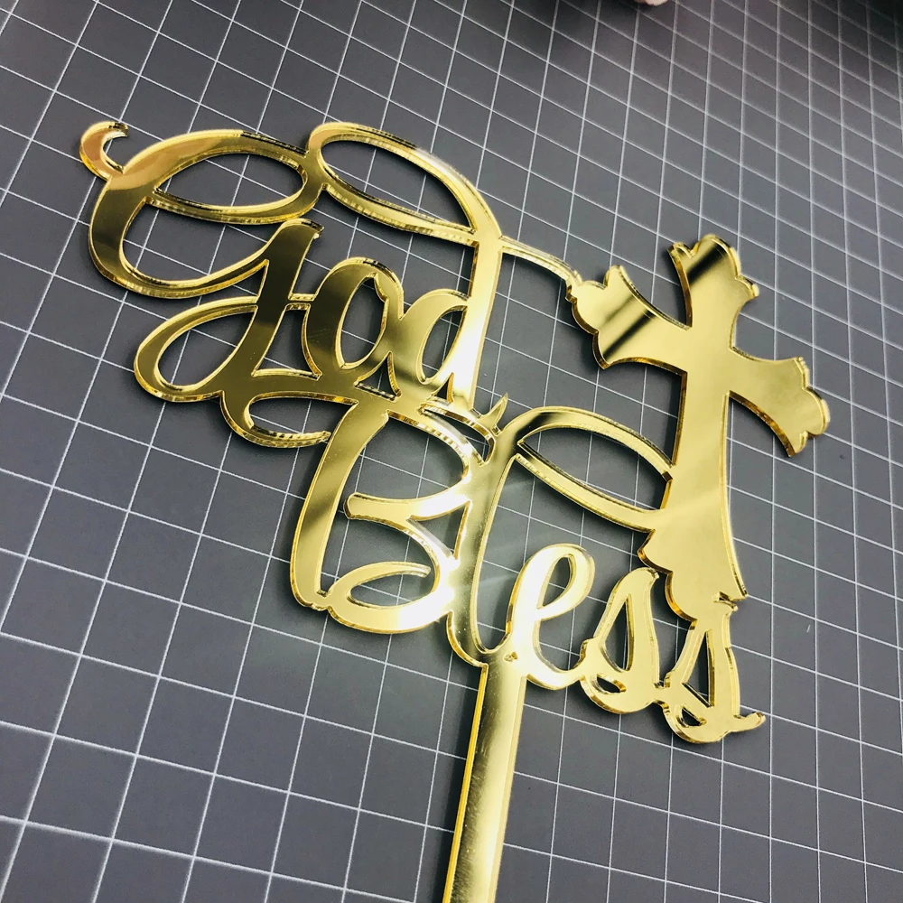 God Bless Cake topper Baptism Cake Topper With  And Cross,Personalized Cake Topper  Baptism Gift,Personalized Christenings