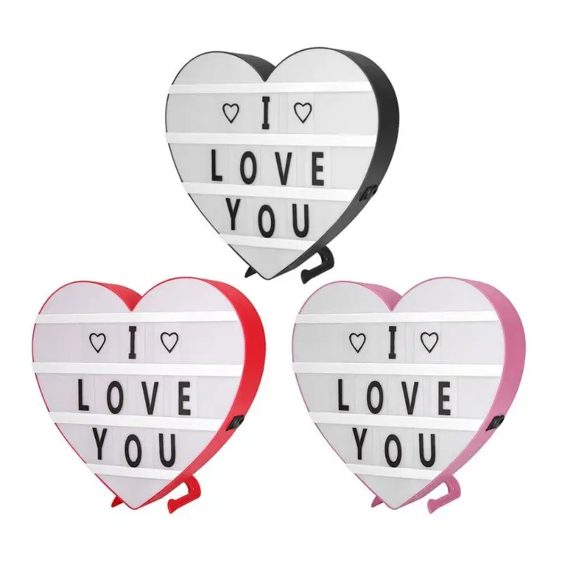 

LED DIY Letter Love Light Box Heart Shape Night Lamp Luminous Box Nightlight Alphanumeric Symbol Movie Light Box