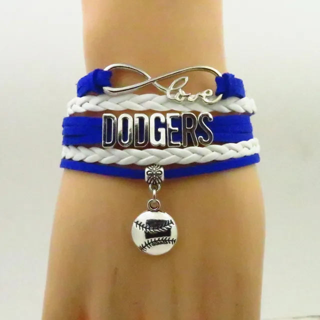 Fashion Dodgers Bracelet Baseball Charm Leather Bracelets Bangle Fashion Dodgers Bracelet Baseball Charm Leather Bracelets Bangle For Women And Men Jewelry Trendy