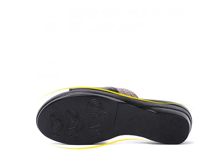GKTINOO женские тапочки с женские летние шлепанцы Женская обувь на платформе; модная обувь на каблуке Стразы Летняя обувь из натуральной кожи