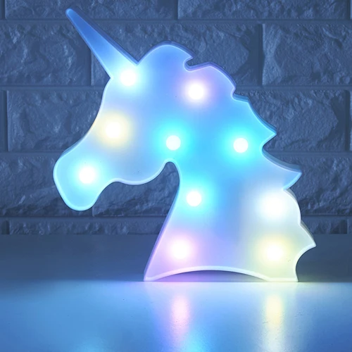 Светодиодный ночник с изображением единорога и фламинго, Ночной светильник, вечерние 3D настольные лампы с Луной и облаком, знак шатра, буквенный светильник, Декор, рождественские подарки - Испускаемый цвет: Colorful Unicorn 2