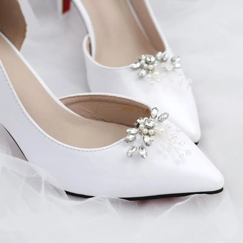 Douqu 1 Pair Bead Shoe Decoration Fabric Shoes Heart Clip with glass beads Shoe Accessories Douqu 1 Pair Bead Shoe Decoration Fabric Shoes Heart Clip with glass beads Shoe Accessories