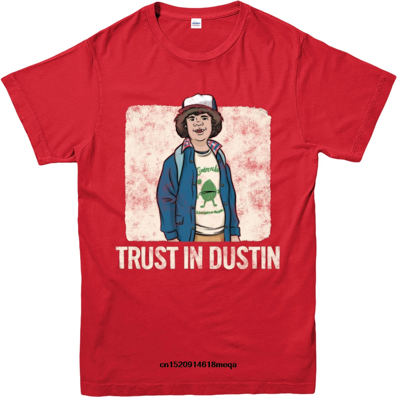 

t shirt Stranger Things Trust in Dustin Spoof T-Shirt Mens Round Neck Short Sleeves Casual T-Shirt