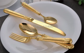 

1046G 18-10 NEW Stainless steel Cutlery set 16pcs with Golden Plating Titanium / Colored Flatware set of Restaurant or Hotel