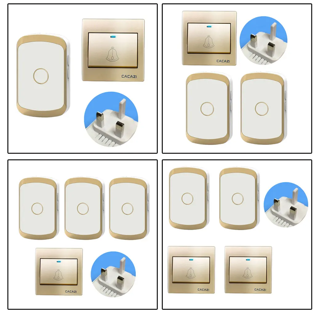 Wireless Push Button Door Bell Doorbell UK Plug Wireless Push Button Door Bell Doorbell UK Plug