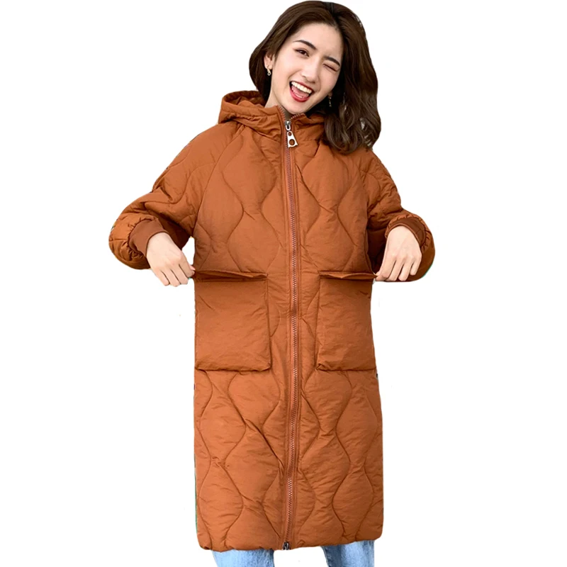 

2019 New Arrival Winter Jacket Women With Two Big Pockets Hooded Female Outwear Coat Long Padded Loose Parka