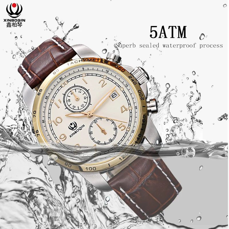 

2019 Top Luxury Brand New Boqin Men's Business Calendar Waterproof Watch Luminous Quartz Leather Round Wristwatch Reloj Hombre