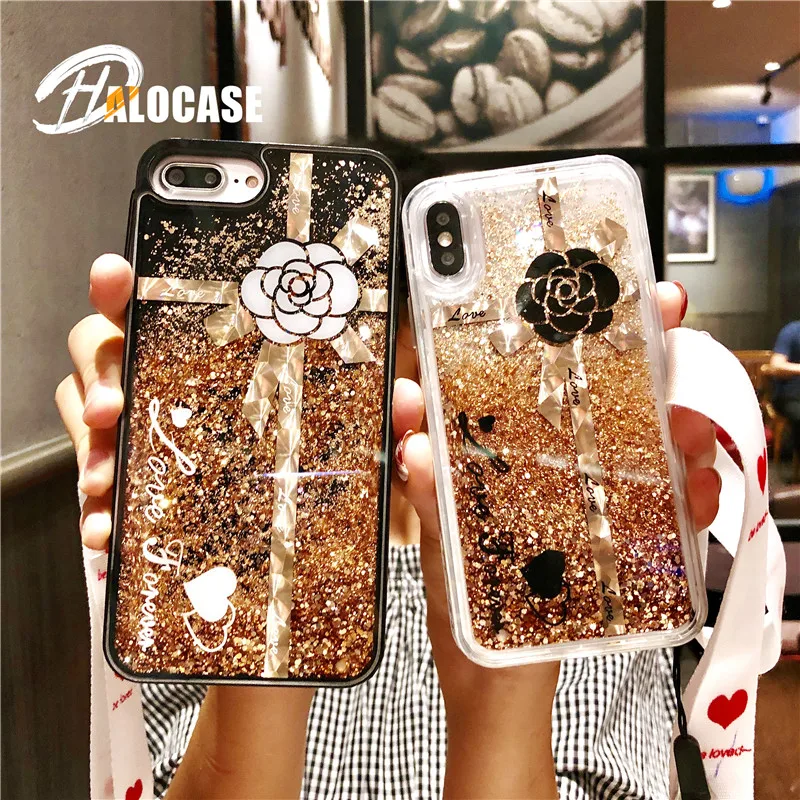

HALOCASE Cute Quicksand Cases phone case for iPhone X XS XR XS MAX Liquid Glitter Back for iPhone 6 6S 7 8 Plus Funda