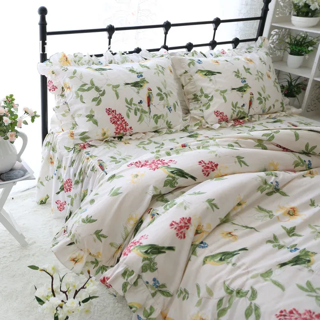 Buy Pastoral flower bird print bedding set garden