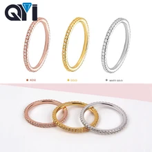 QYI классические 18k золотые вечные кольца круглые аналоговые Алмазные обручальные Обручальные Женские Подарочные