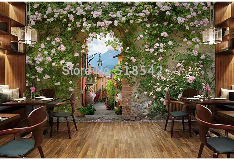 Настраиваемое настенное Paintingr Роза городского пейзажа узор росписи гостиная спальня фоне стены украшение нетканые росписи обоев 3D