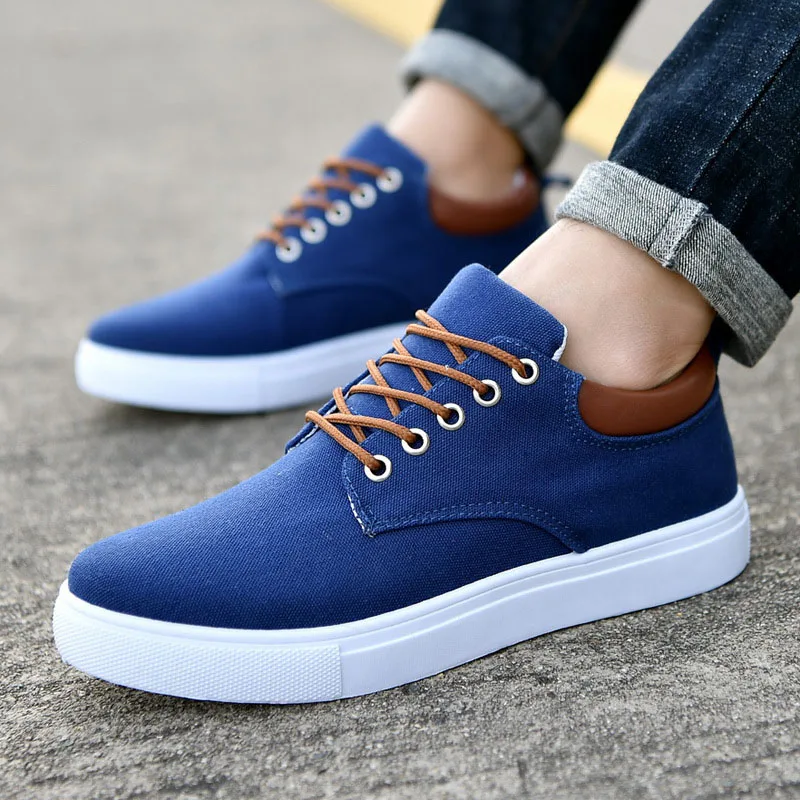 

REETENE Fashion Casual Canvas Shoes Men Lace Up Solid Sewing Shallow Men Shoes High Quality Comfortable Sneakers Flats Men
