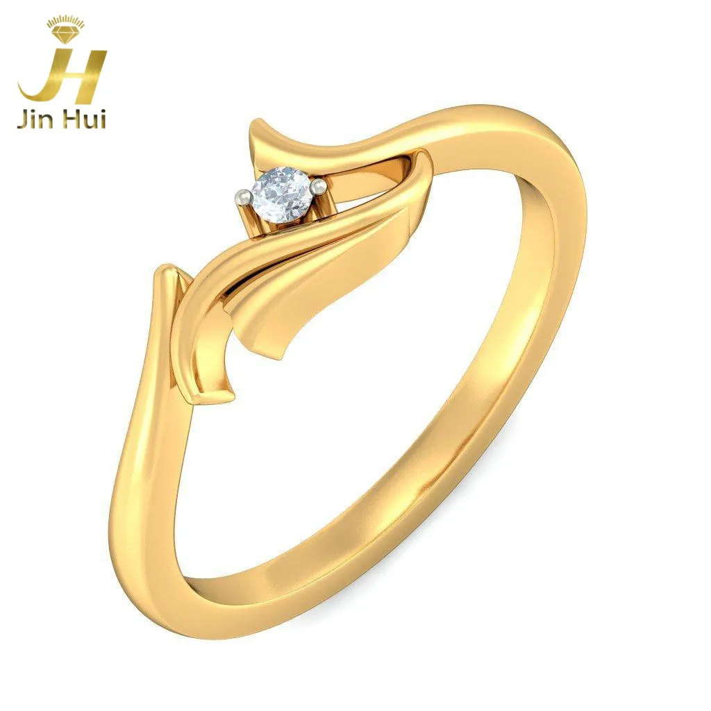 

Jinhui Women The Exquisite Raga Ring Solid 18K Yellow 750 Gold 0.032CT Natural Diamond Jewelry Free Engraving