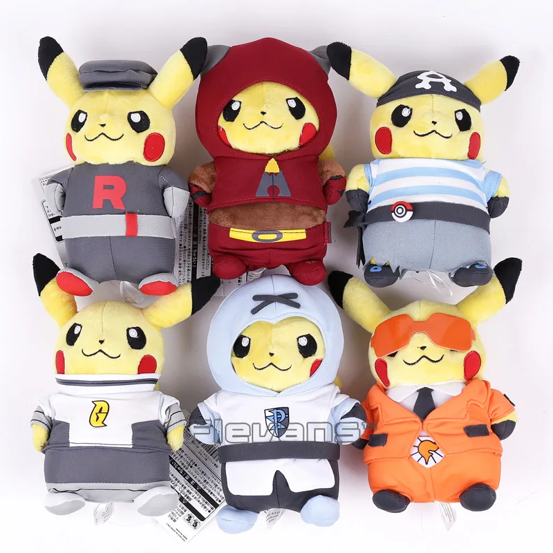 

Anime Pikachu Cosplay Team Rocket Magma Aqua Galactic Flare Plasma Plush Toys Soft Stuffed Dolls 8inch 20cm 6 Types
