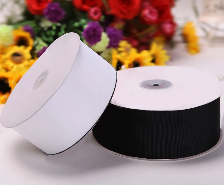 [IuBuFiGo] Лента из вискозы Petersham 50 ярдов/партия|ribbon black|ribbon black and whitecotton ribbon |