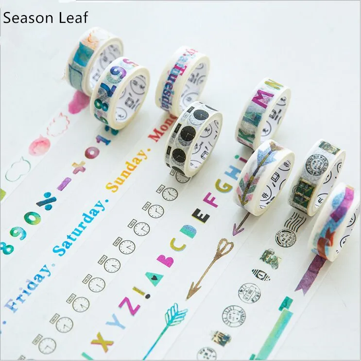 8 Patterns Retro Traveller Diary Practical Time Schedule Washi Tape DIY Decoration Planner Scrapbook Sticker Label Masking | Канцтовары