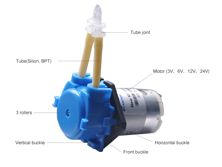 Kamoer NKP Малый расход и низкое давление перистальтический насос с питанием(5,2~ 90 мл/мин., 3 ротора, четыре цвета