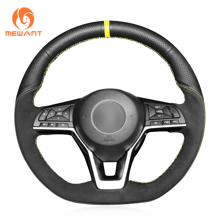 

Black Genuine Leather Black suede Car Steering Wheel Cover for Nissan Qashqai X-Trail Leaf Juke Micra Serena 2017-2020 Altima