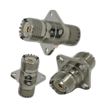 

10pcs UHF Female 4 Holes Flange to UHF SO239 Female Jack Panel Mount RF Connector Adapter