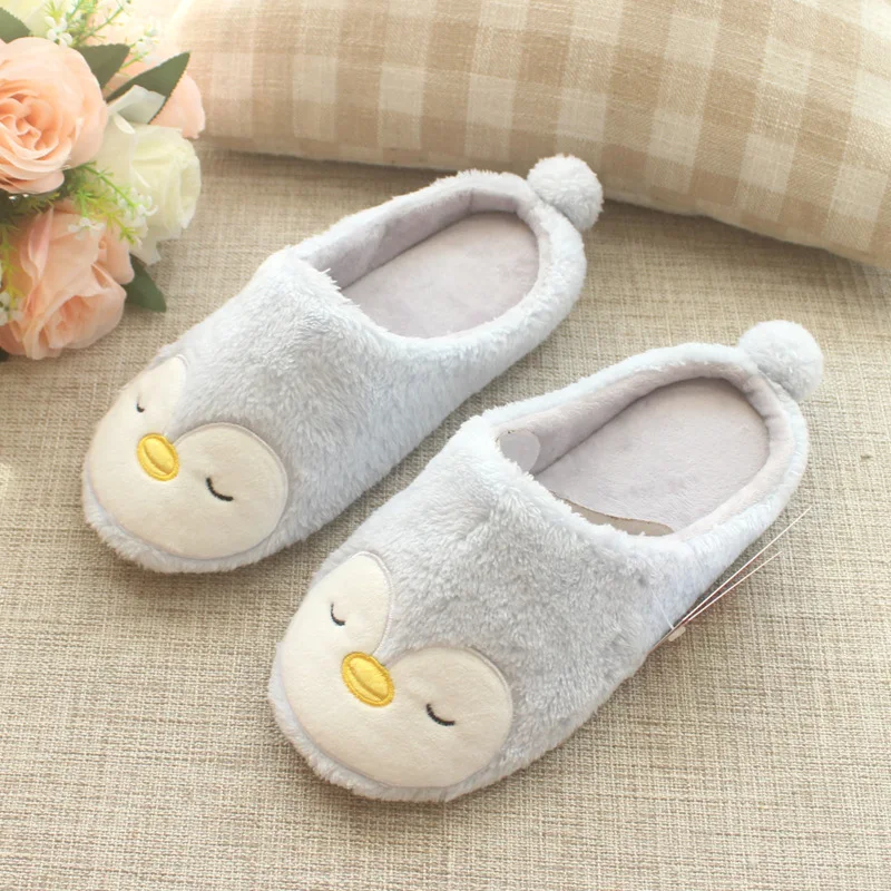 

Winter cute cartoon animal home indoor slippers women warm soft cotton shoes furry comfortable house bedroom floor ladies slides