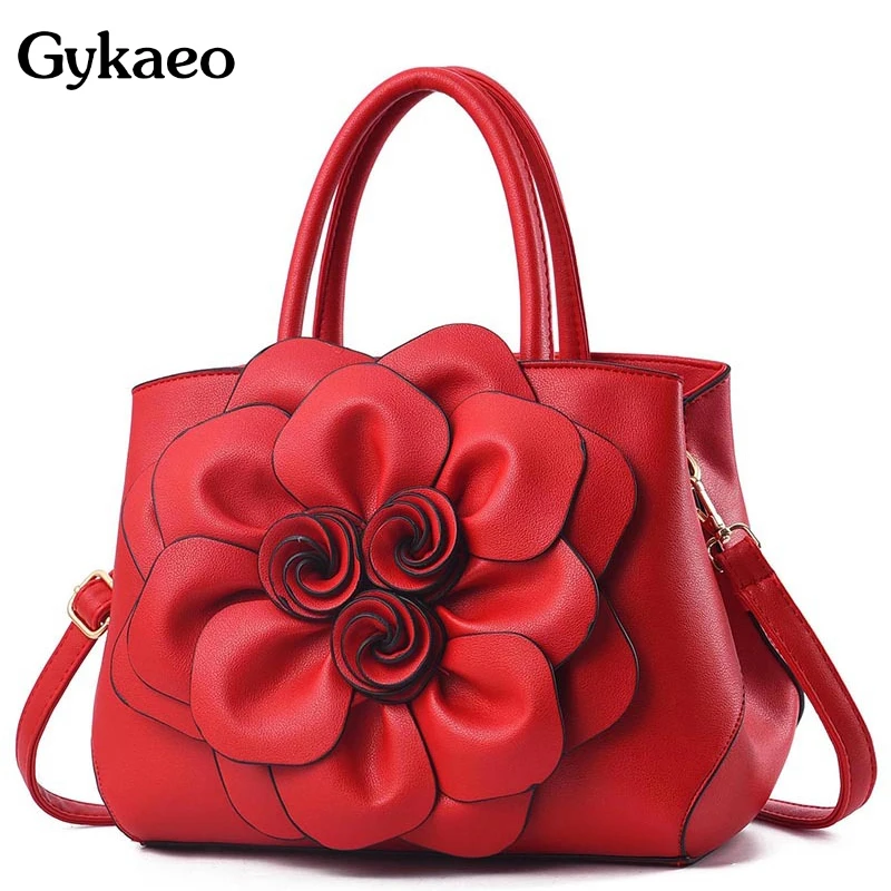 

Gykaeo Luxury Handbags Women Bags Designer PU Leather Floral Tote Bag Ladies Casual Flower Messenger Shoulder Bags Bolsos Mujer