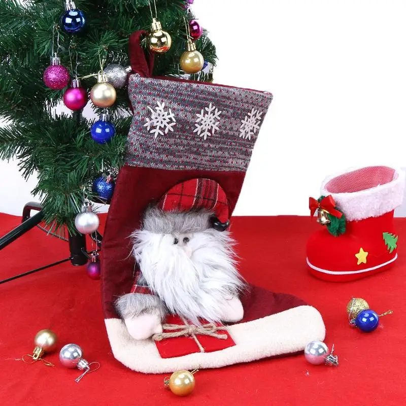 Большой Новогодний носок для подарков подарок мешок Дети Рождество конфеты мешок Рождественская елка D4