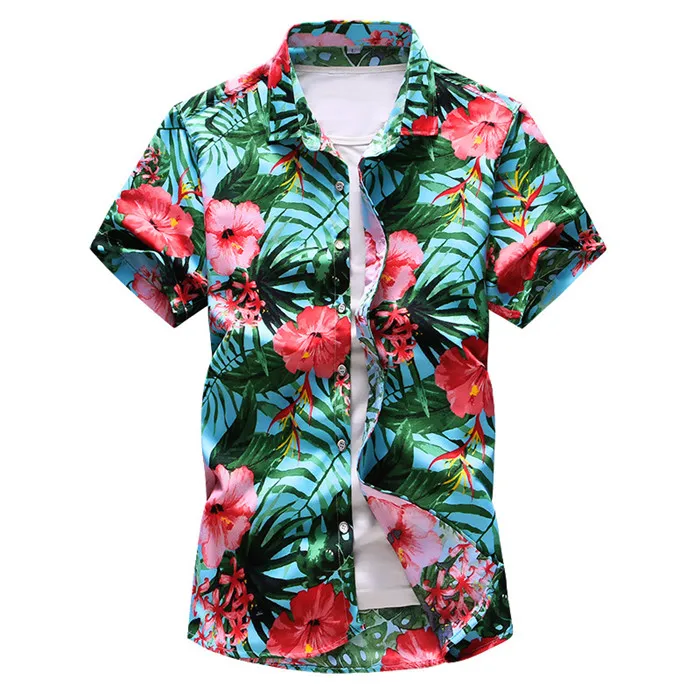 Мужская гавайская рубашка 2019 летняя новая стильная модная повседневная Свободная рубашка с коротким рукавом брендовая одежда плюс размер