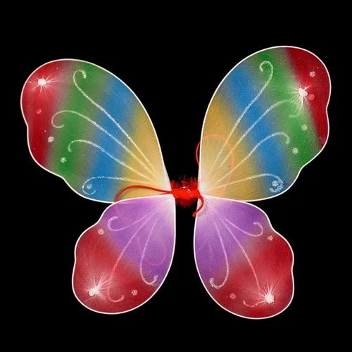 1 шт./пакет Размер 35x42 см красочные SilkButterfly крылья, дети, девочка, принцесса, феи; бабочки; крылья Свадебные Хэллоуин вечерние Декор - Цвет: Rainbow