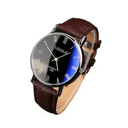 GEMIXI модные роскошные Искусственная Кожа Мужские кварцевые аналоговые часы Watchesdropship