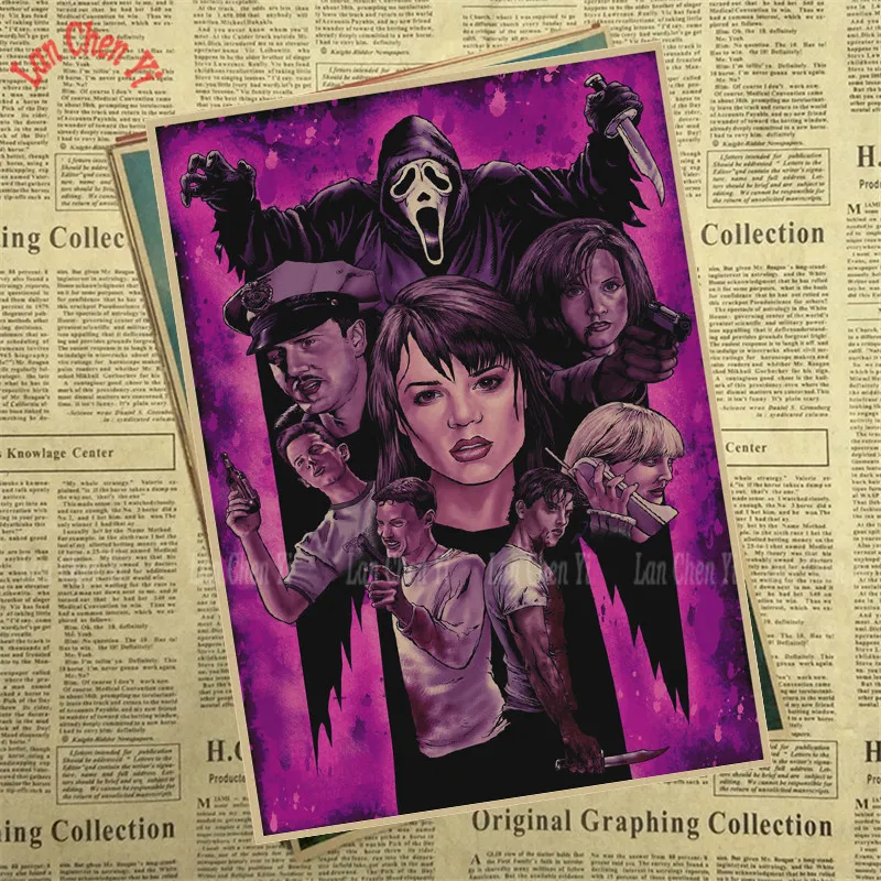 Крик классический фильм ужасов крафт-бумага плакат для украшения дома печать декоративные стены искусства - Цвет: Бургундия