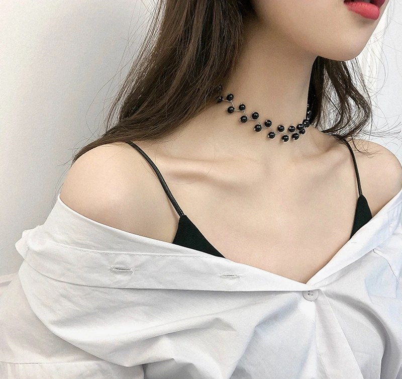 

Pearl clavicle chain simple neck band fashion short style fishing line ornaments sexy multi-layer neck pearl necklace