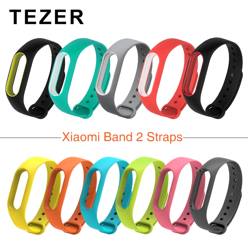 

TEZER Double color mi band 2 accessories pulseira miband 2 strap replacement silicone wriststrap for xiaomi mi2 smart bracelet