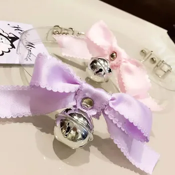 

Handmade Punk Harajuku Lolita Bell Choker Ribbon Bow Collar Clear PVC Vinyl Collar Transparent Necklace