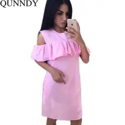 Qunndy женское платье с оборками Vestido Винтаж короткий рукав дамы повседневное летние платья плюс размеры сарафан летнее платье ss 2018