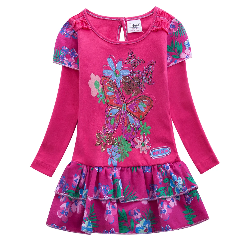 

Girls long-sleeved dress spring and autumn new embroidered leisure map dresses for girls 8 years old children clothing L191