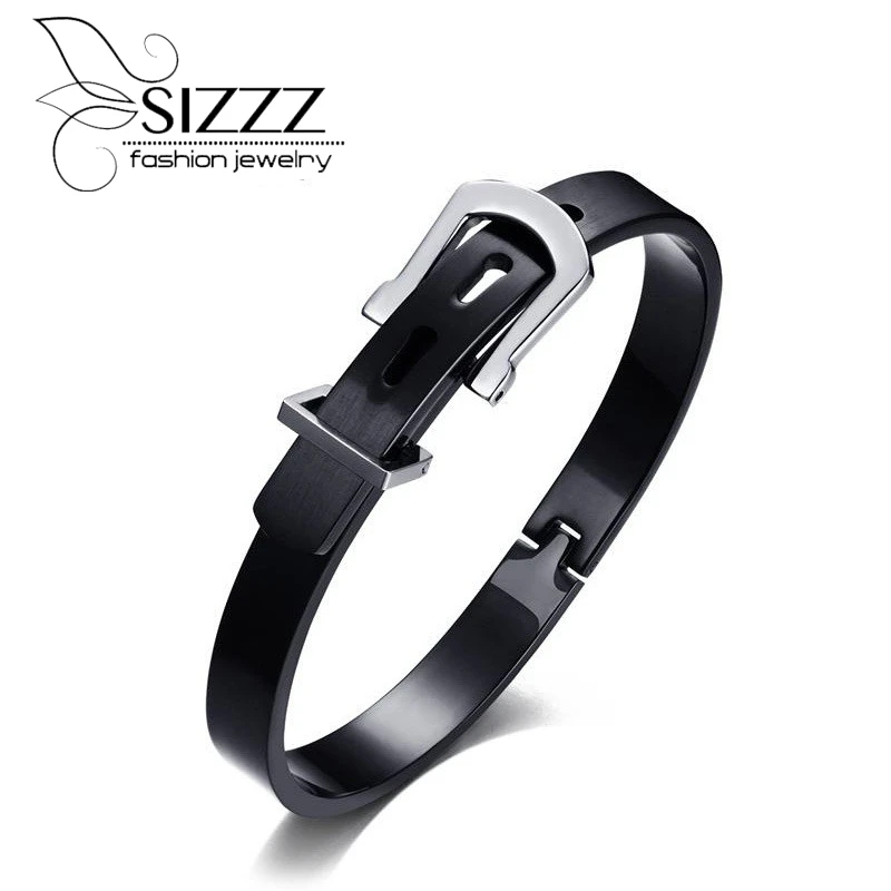 

SIZZZ 8MM Wide 6.2CM Diameter Stainless Steel Bracelet Black/Gold/Rose Gold Women Lady Bangle Jewelry