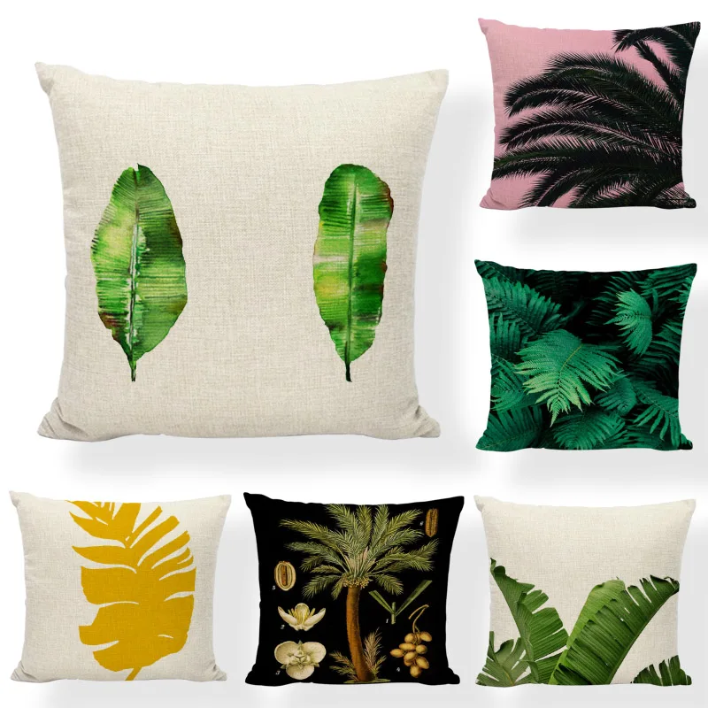

Summer Tropical Plant Flower Palm Tree Circle Cushion Cover 45 * 45CM Monstera Bamboo Leaf Home Bedroom Sofa Decor Pillow Cases