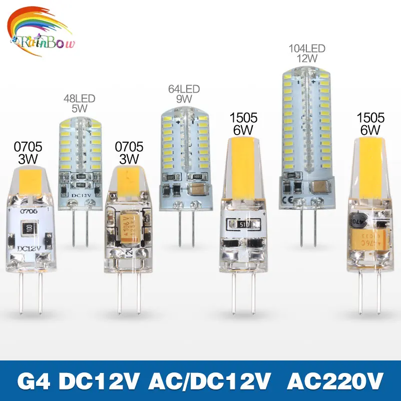 Мини G4 Светодиодная лампа 3 Вт 6 9 220 В AC12V светодиодная с регулируемой яркостью 360