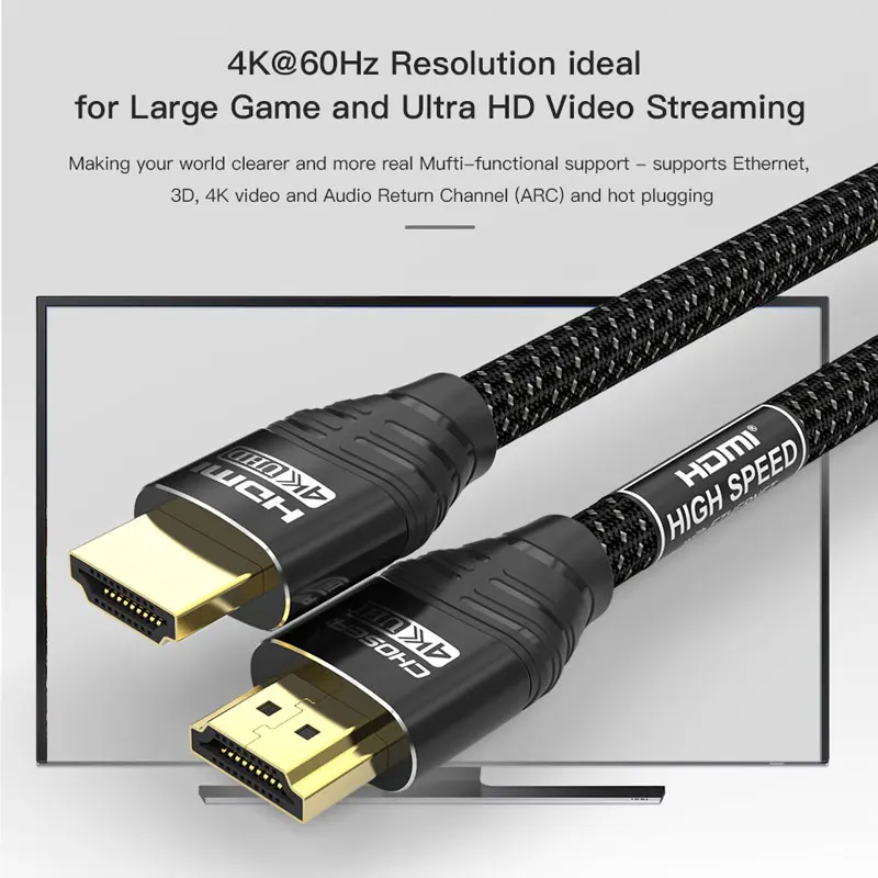 CHOSEAL 4K HDMI кабель высокоскоростной 18 Гбит/с HDMI 2,0 кабель 3D 4K* 2K 60 Гц HDMI шнур для Apple tv UHD tv Blu-Ray Xbox PS4/3 шт