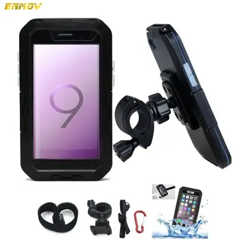 

ENMOV Handlebar Motorcycle Phone Holder Waterproof Bag Case for Samsung S9 S8 Plus S7 Bike Phone Holder Screen Touch Armor Case
