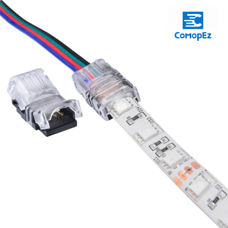 

10pcs/lot 4pin 10mm 5A LED Strip Connector Waterproof RGB Color 5050 LED Strips Wire Connection Terminals