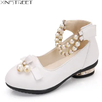 

Xinfstreet Kids Girls Shoes Princess Nice Pearl Kids Shoes With Heels Party Girls Shoes Leather Size 27-37