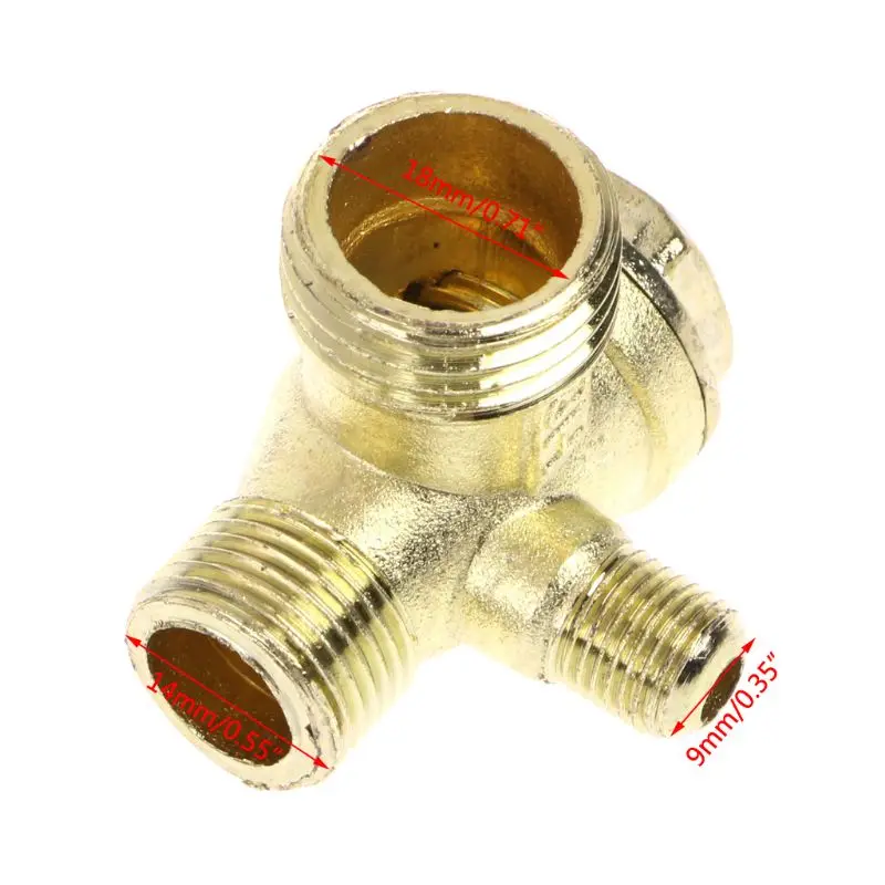 Male Thread 3 Way Metal Air Compressor Check Valve Gold Tone Mar28 | Бытовая техника