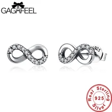 GAGAFEEL высокое качество 925 пробы серебряные серьги Бесконечность любовь прозрачный CZ серьги в виде узла для женщин женские свадебные изысканные ювелирные изделия