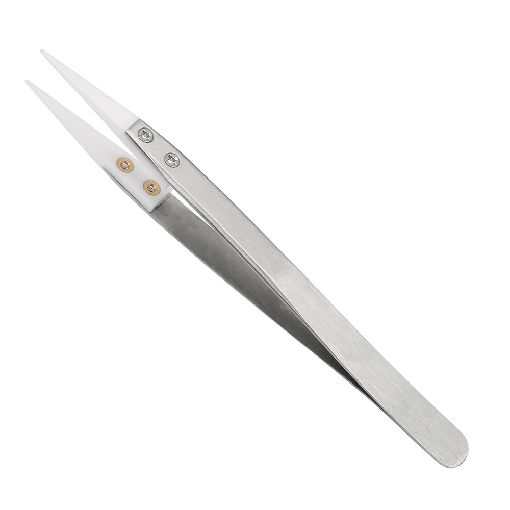 DIYWORK-Ceramic-Tips-Tweezers-Anti-static-Straight-Aimed-Tweezers-Stainless-Steel-Handle-High-Temperature-Resistant-Precision
