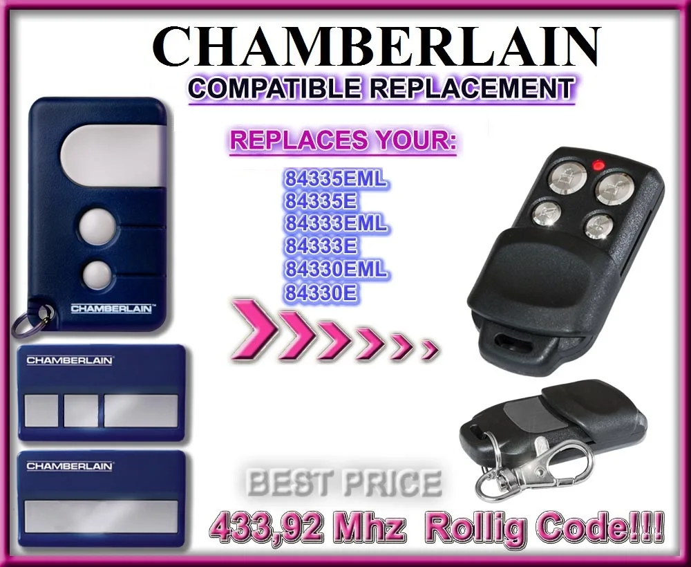 

Chamberlain liftmaster 84330EML/84330E/84333EML/84333E/84335EML/84335 replacement remote control remote duplicator free shipping