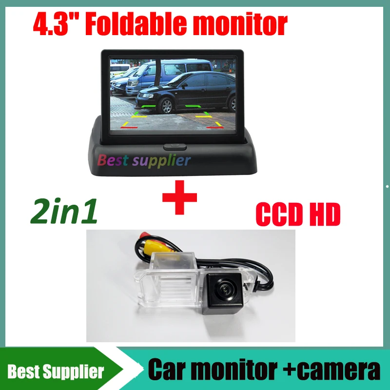 

car monitor mirror 4.3inch + CCD car rear view parking reversing camera for VW Polo GOLF V golf 6 hatchback MAGOTAN Passat CC