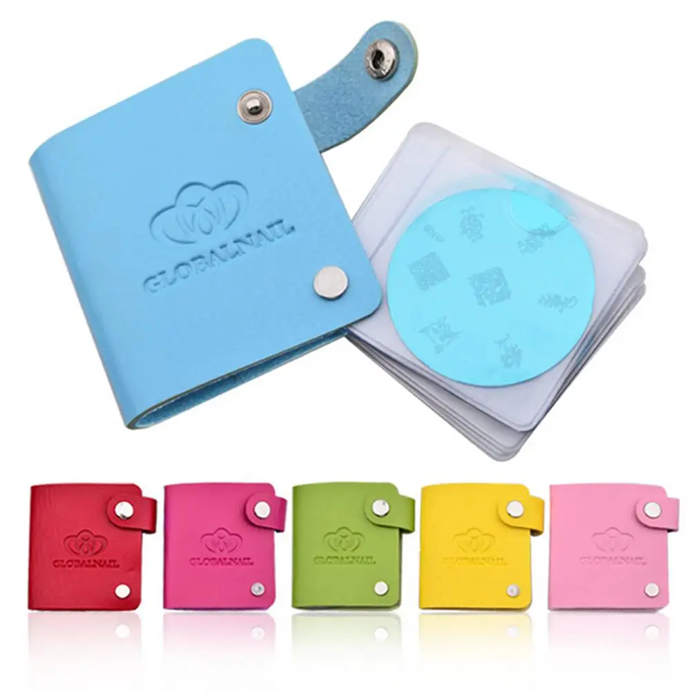24 Slots Leather Image Plate Nail Stamping Disc Template Album Nail Art Folder/Holder/Case for Dia 5.6cm Stencil Polish