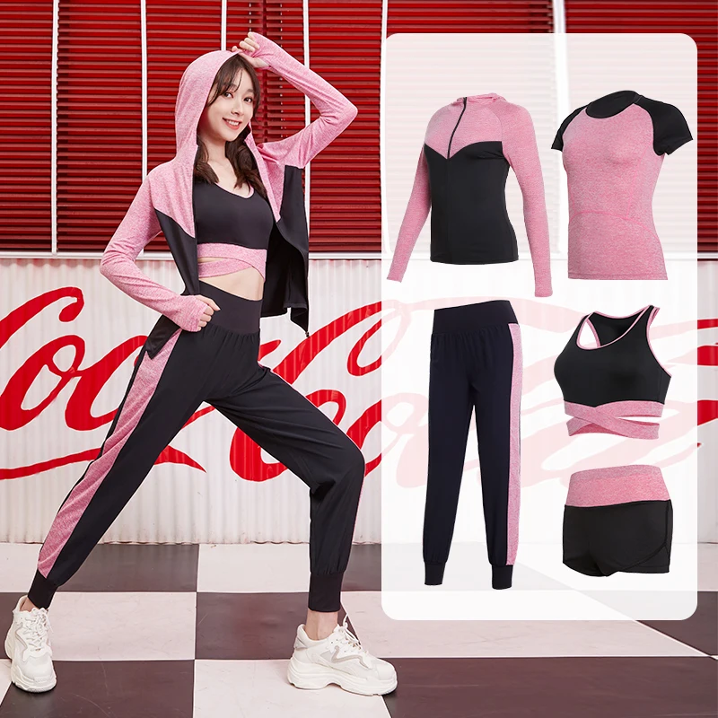 

2019 Gym Yoga Sets Women's Sports Suits Quick Dry Clothes Fitness Running Sportswear Training Workout Jogging Suits 4-5pcs